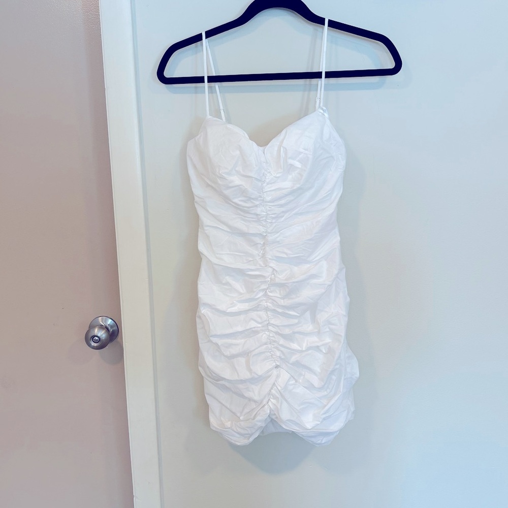 Elegant White Ruched Dress
